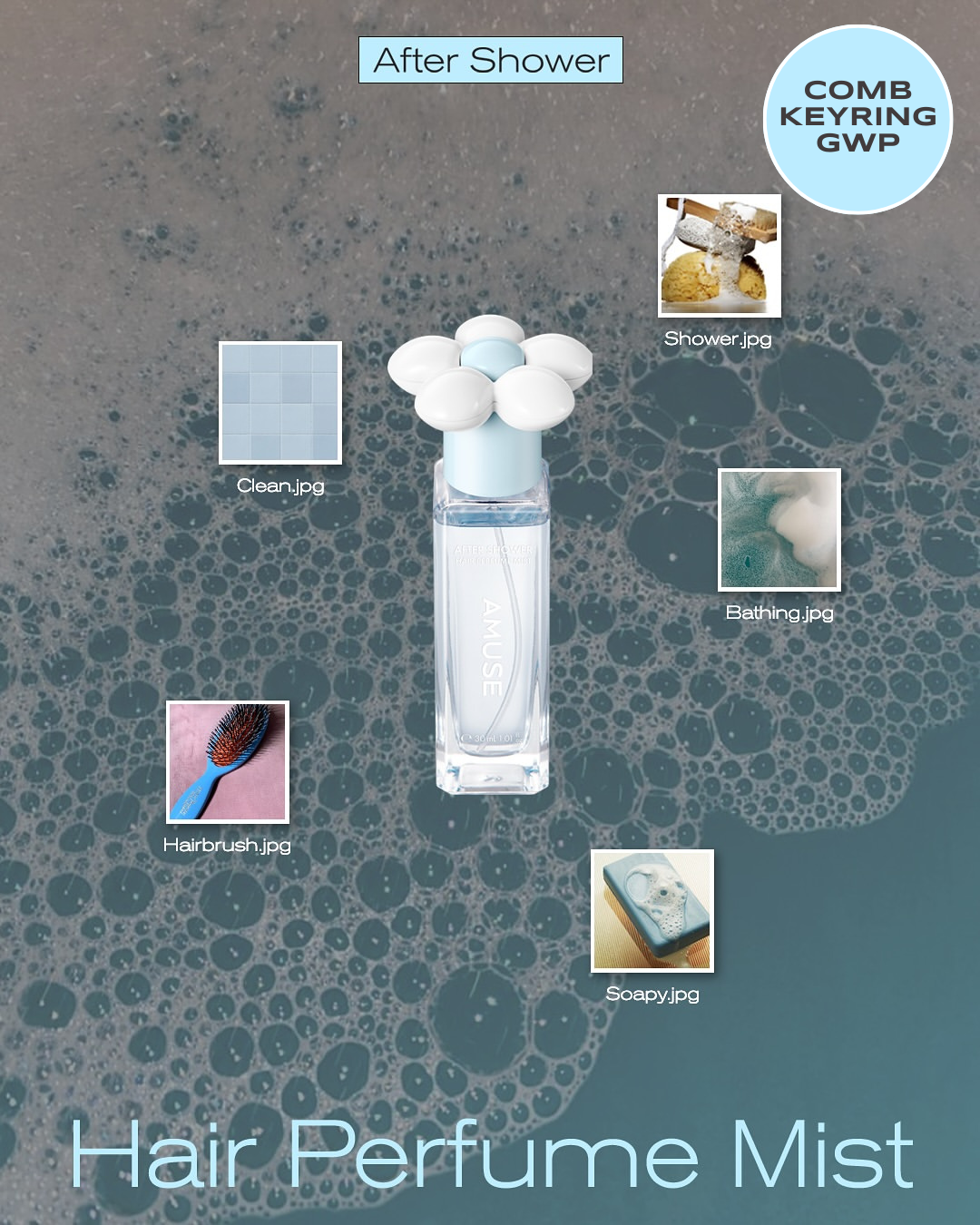 AMUSE Limited Edition Hair Perfume Mist + Comb Keyring GWP