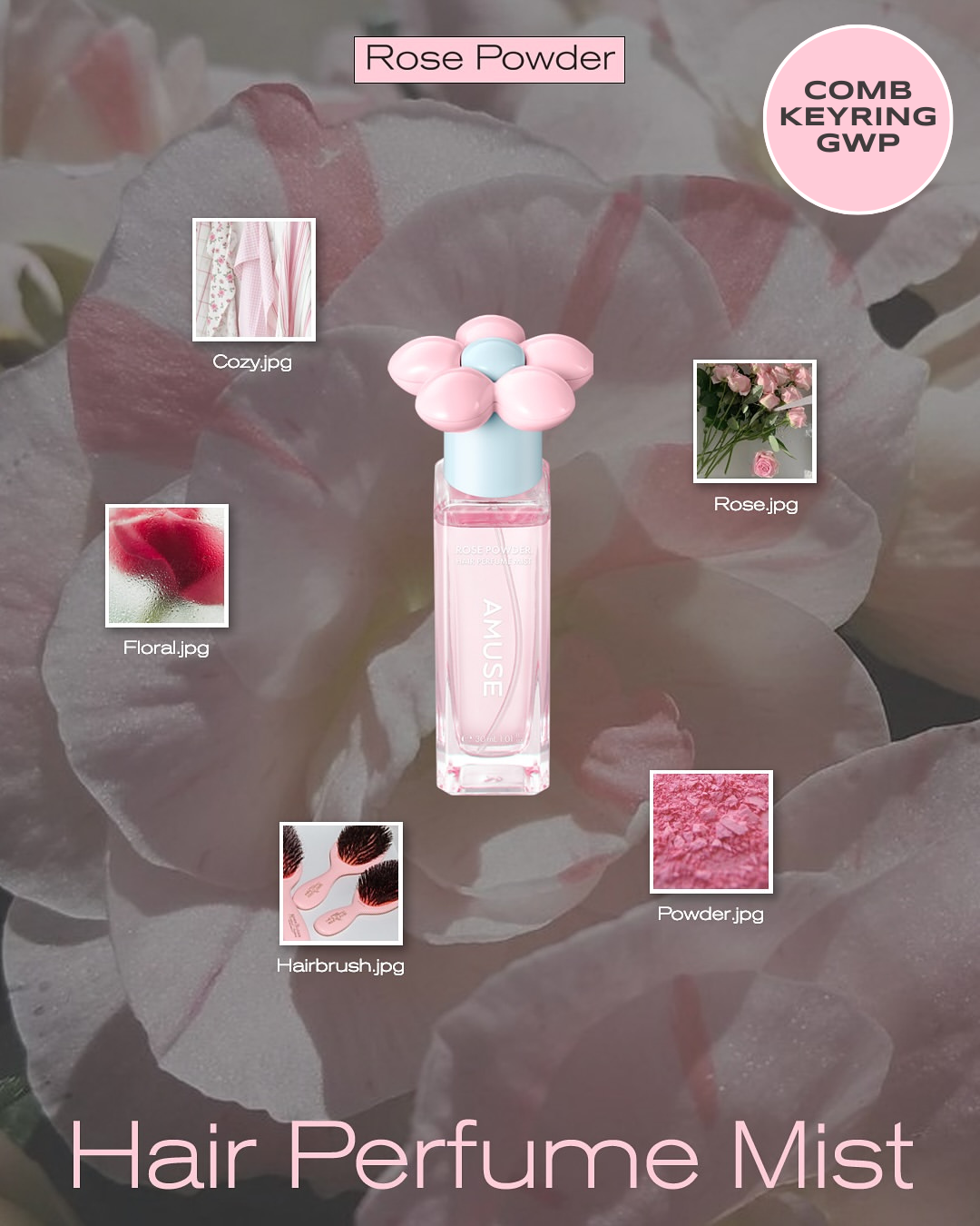 AMUSE Limited Edition Hair Perfume Mist + Comb Keyring GWP