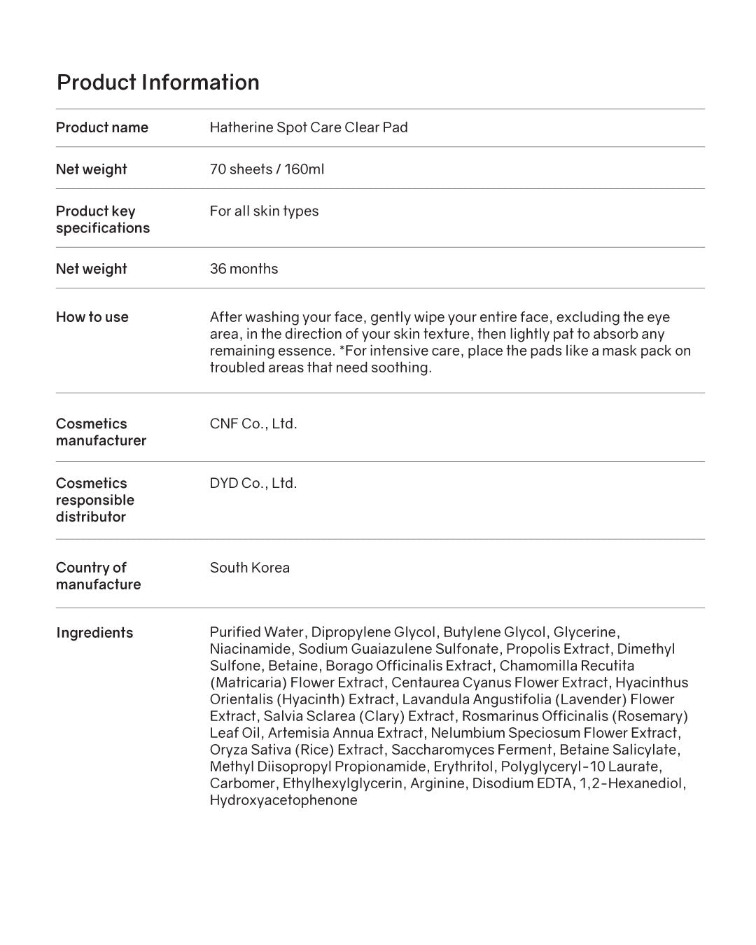 Hatherine Spot Care Clear Pad