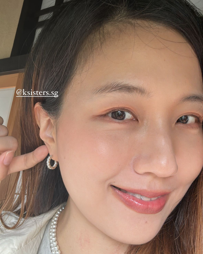 Dear Jung 925 Silver (Simulated Diamond) Huggie Earrings