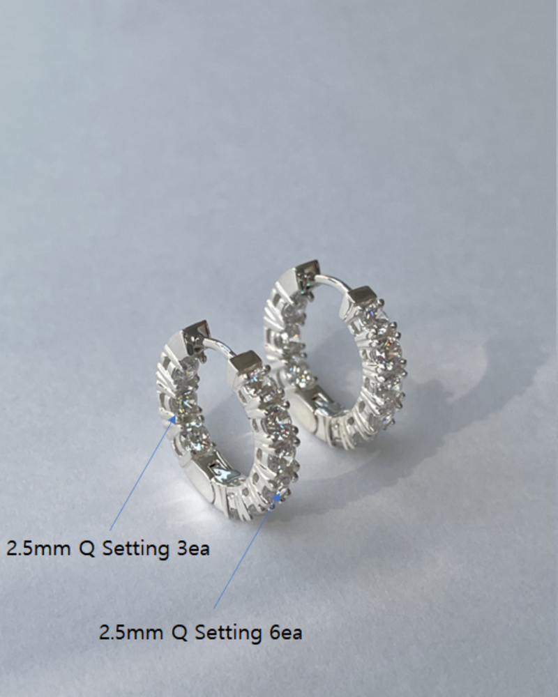 Dear Jung 925 Silver (Simulated Diamond) Huggie Earrings