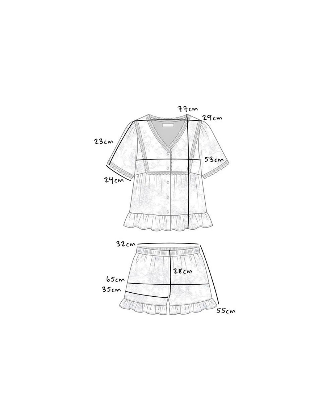[PREORDER] Lunaluz Garden Waltz Washed V-Neck Pajama Set (Dispatch Date: 17-21 Aug)