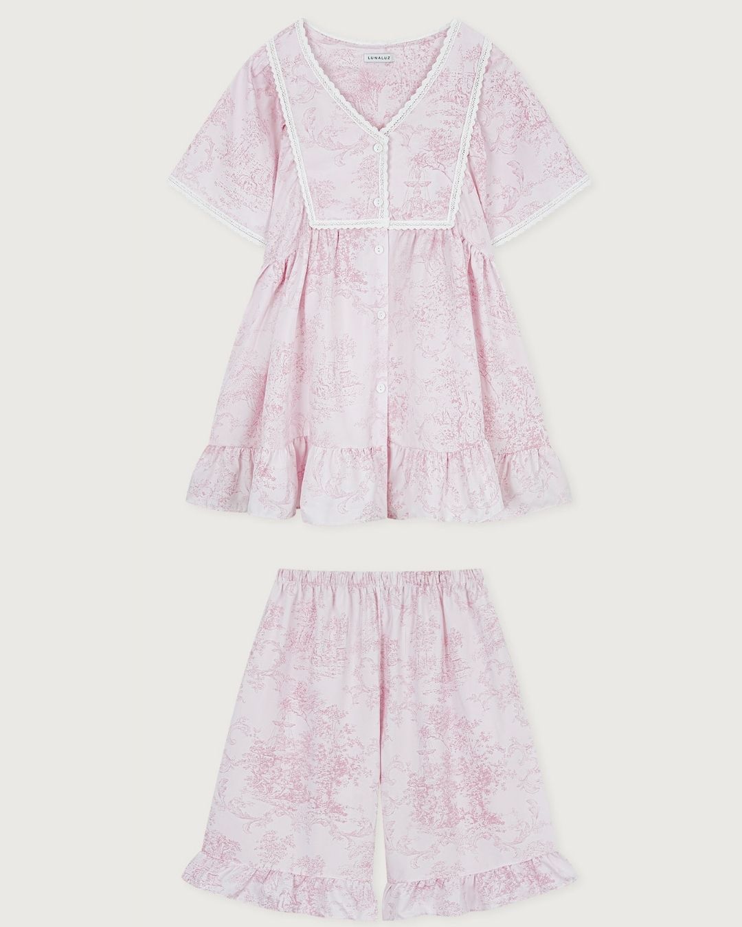 [PREORDER] Lunaluz Garden Waltz Washed V-Neck Pajama Set (Dispatch Date: 17-21 Aug)