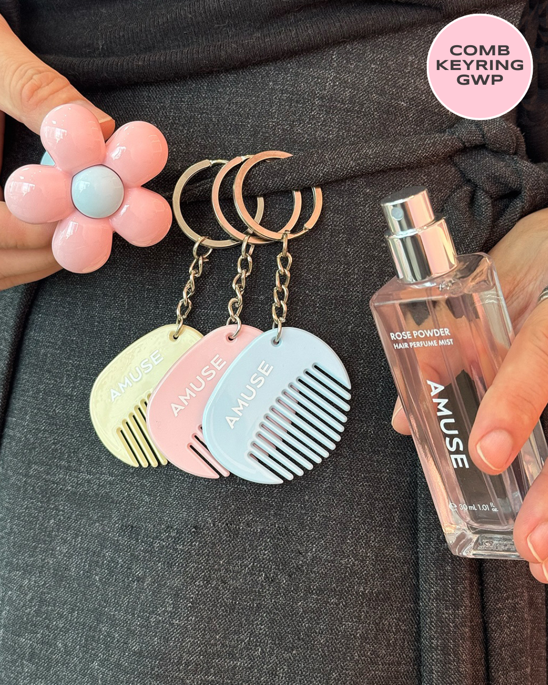 [PROMO] AMUSE Limited Edition Hair Perfume Mist + Comb Keyring GWP