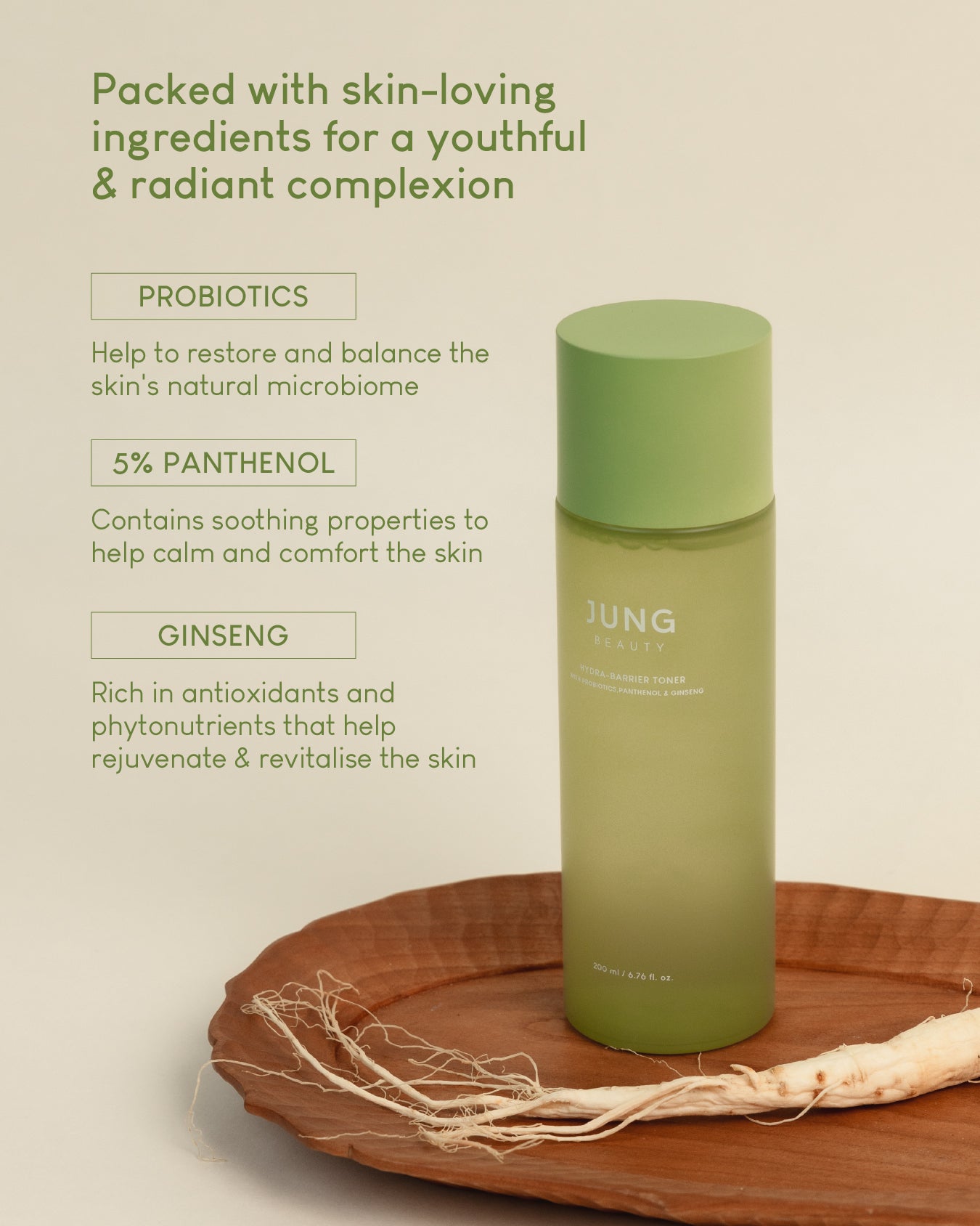Jung Beauty Hydra-Barrier Toner with Probiotics, Panthenol, and Ginseng