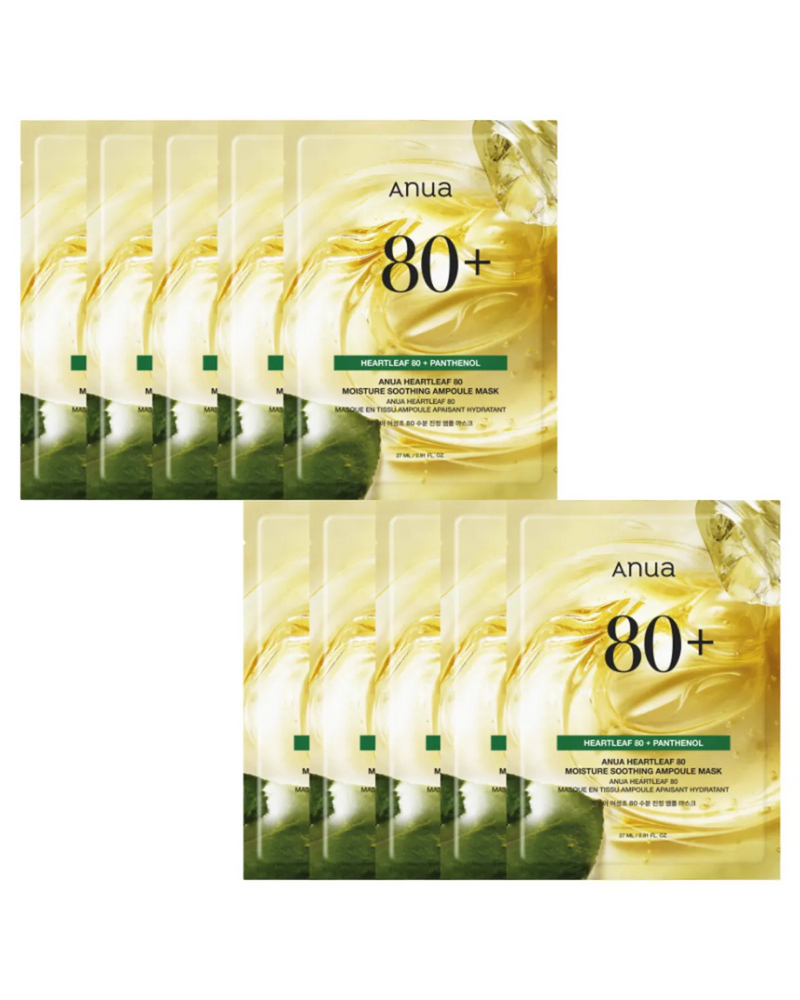 ANUA Heartleaf 80 Moisture Soothing Ampoule Mask 27ml (10PCS)