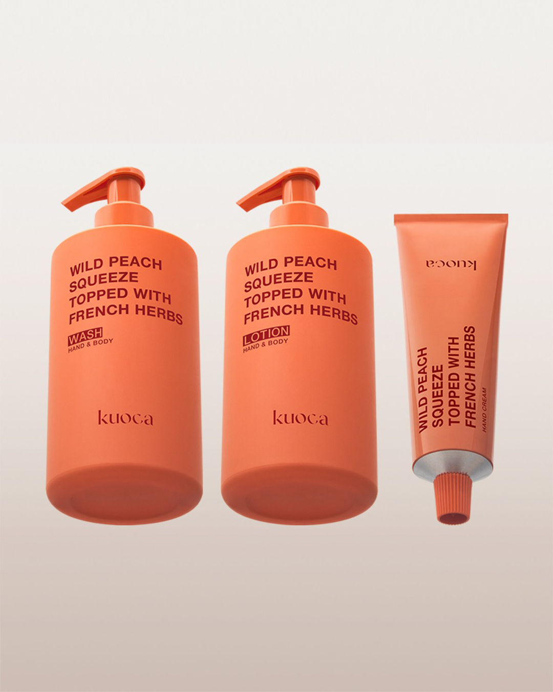 kuoca Essentials Set (Wash + Lotion + Hand Cream) - 4 scents